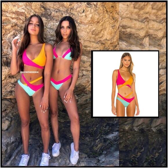 Beach Bunny Color Blocked Skylar Wrap Bikini $220 - Picture 1 of 14